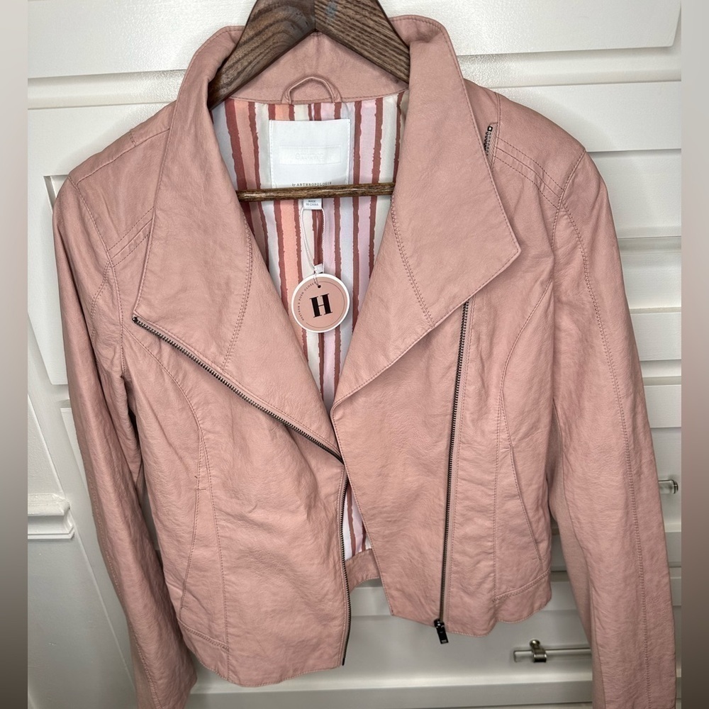 Anthropologie faux leather jacket in adorable dusty rose - Picture 7 of 14